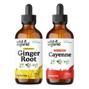 Wild & Organic Ginger Root Ticture 4 fl oz & Cayenne Pepper Tincture 4 fl oz