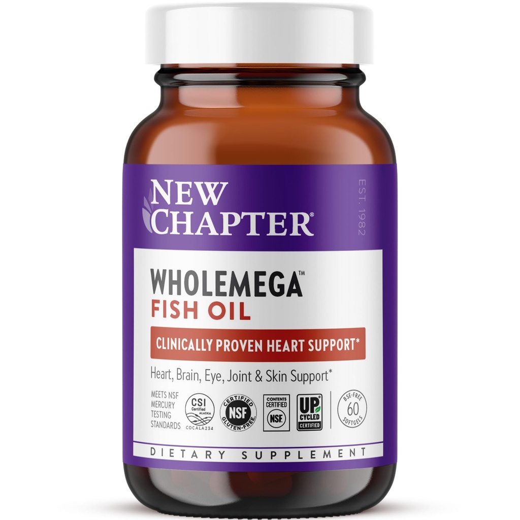 Bab Baru Tambahan Minyak Ikan Wholemega - 2000mg per Serving, Secara klinis Proven Wild Alaska Salmon Oil dengan Omega- 3 + Vitamin D3 + Astaxanthin, 60 Softgels