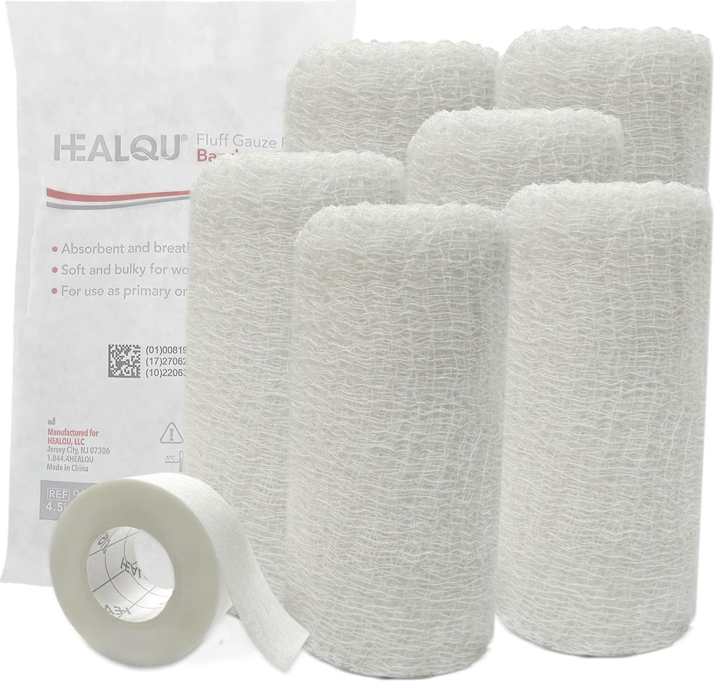 Kerlix Gauze Bandage Rolls - 4 1 / 2 dalam x 4.1 Yds, 6 Ply - 6 Sterile Pocuhe- Extra Absorbency - Latex Free, Rumah Sakit Grade Cotton Fluff Brange Crinkle Style - for Wound Care & First Aid