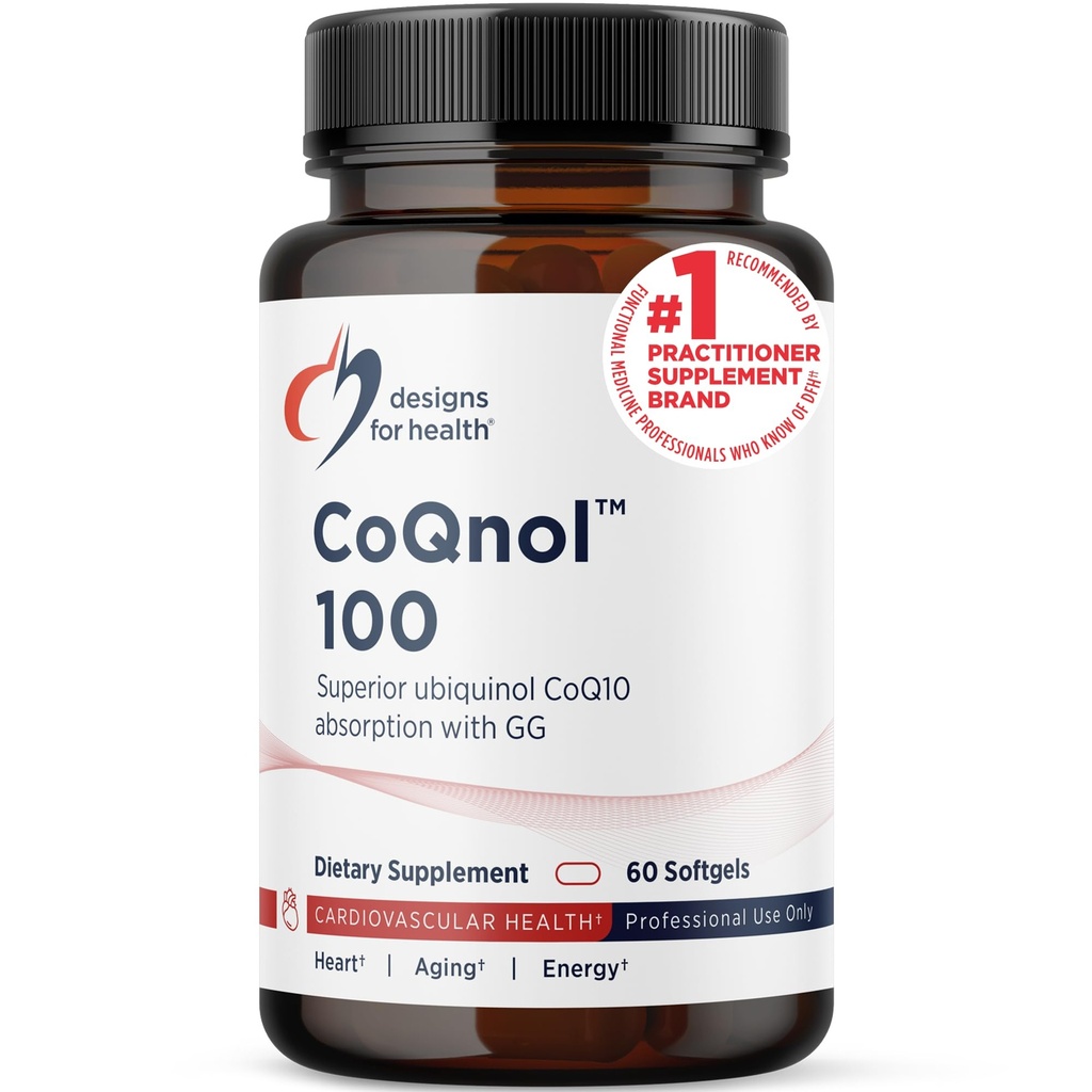 Design untuk Kesehatan CoQnol 100mg - CoQ10 Ubiquinol dengan Superior Bioavability + Exclusive Absorpsi Technology - Double Coenzim meQ10 Boost dengan GG - Heart, Healthy Aging + Cell Dukungan (60 Softgels)