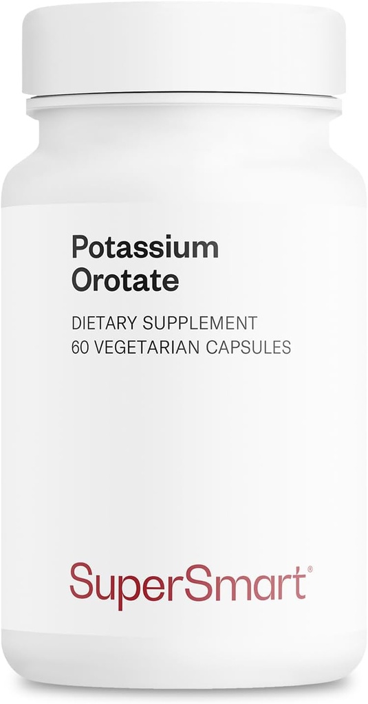 SuperSmart Potasium Ospin Suplemen 450mg per hari (Enhanced Absorpsi) - Potasium dengan Orotic Acid 124; Non-GMO & Gluten Free - 60 Vegetarian Capsules
