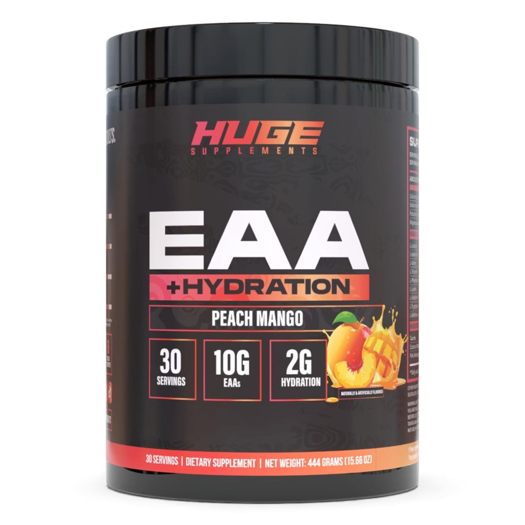 Suplemen EAA yang Besar, Pertumbuhan Berdosis Tinggi Amino Acid, 12.8g EAAS & 8g BCAAs Per Serving, Pertumbuhan Otot, Pemulihan & Performance (Peach Mangga)