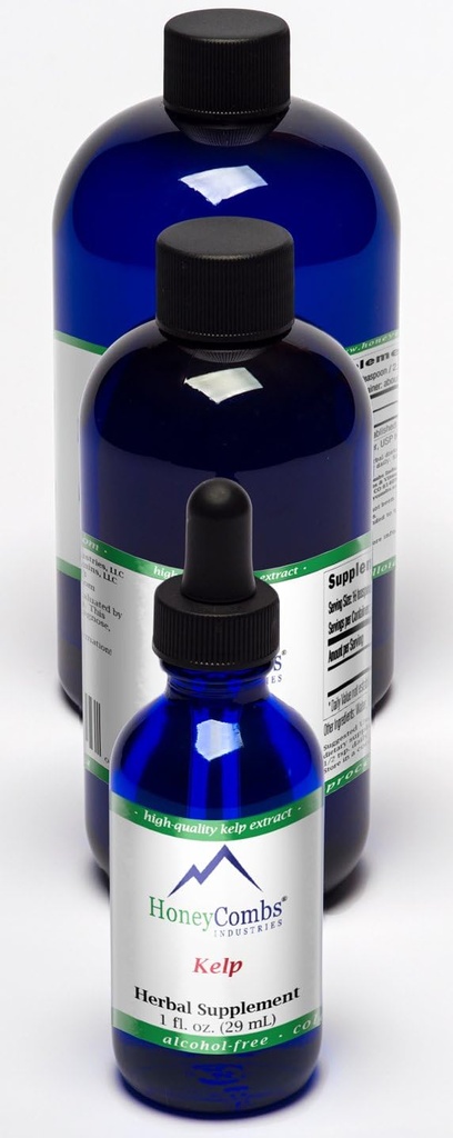 HoneyCombs 8oz. Kelp-Pendukung Otak, Ketegangan, Glands, Rambut, Jantung dan Kamar-Alcohol- Ekstrak Cairan Bebas