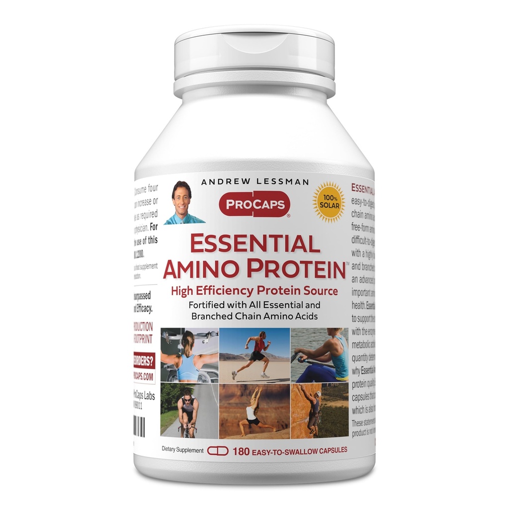 ANDREW LESSMAN Estibe Amino Protein 180 Capsules - Sebuah Sumber Protein Sangat Biotersedia dengan Escept dan Branched Chain Amino Acids. Mendukung Struktur dan Fungsi Organ Kunci dan Tissues.