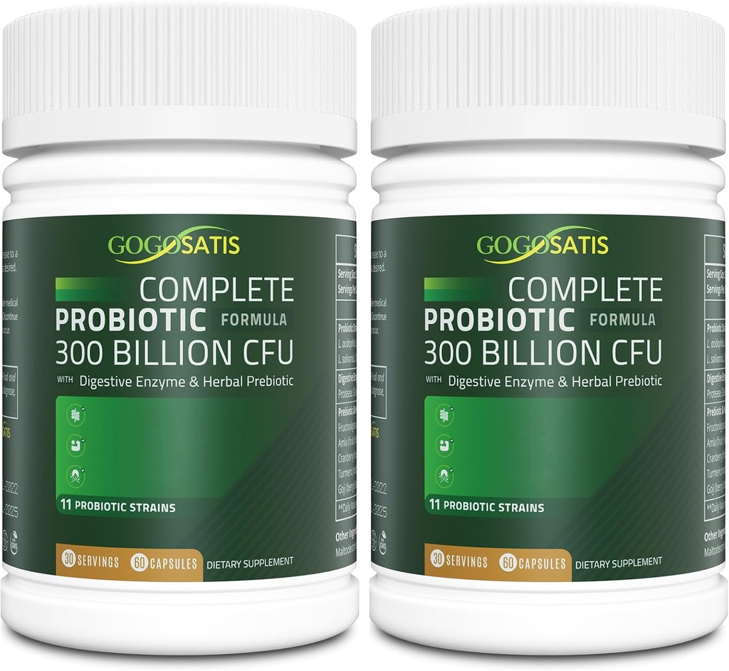 Unsur-unsur untuk Perempuan dan Pria, 300 Milyar CFU 11 Strains, Tambahan Probiotik Acidolherlus dengan Enzymes Organik & Digetical Shelf Stable for Ditrable & Ammune Dukungan 120 Count