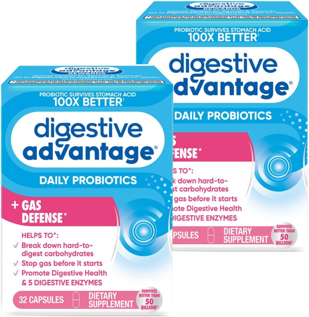 Keuntungan Digetical Akting Enzymes + Daily Probiotic Prevent Gas & Break Down Food Particles 32 Count Capsules (2 Pack)