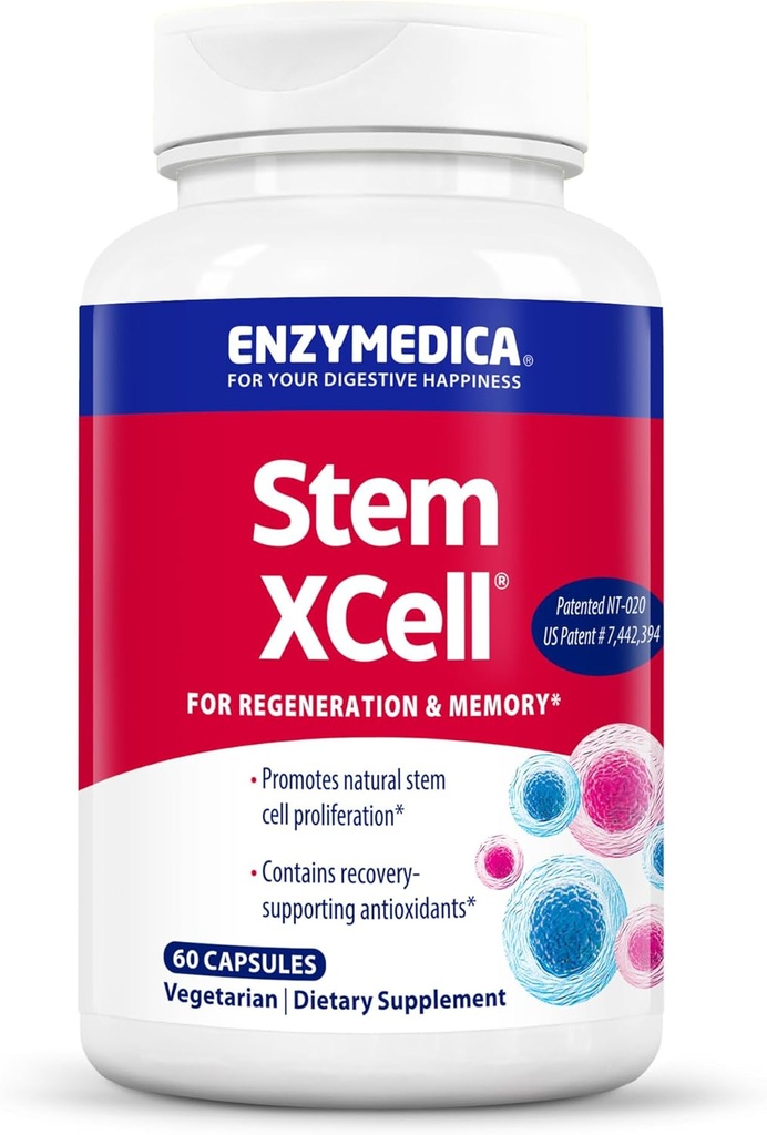 Enzymedica, Stem XCell, Enzyme dan Antioksidant Dukungan untuk Kesehatan Otak dan Sel, 60 Kapsul