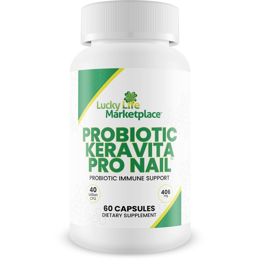 Probiotik Keravita Pro Nail - Dukungan Ammune Probiotic untuk Mendukung Tubuh untuk Membela Secara alami Melawan Fungus - Propiness Clear Nails - Dukung Healthy Gut Microbiome untuk Membantu Respon Imune