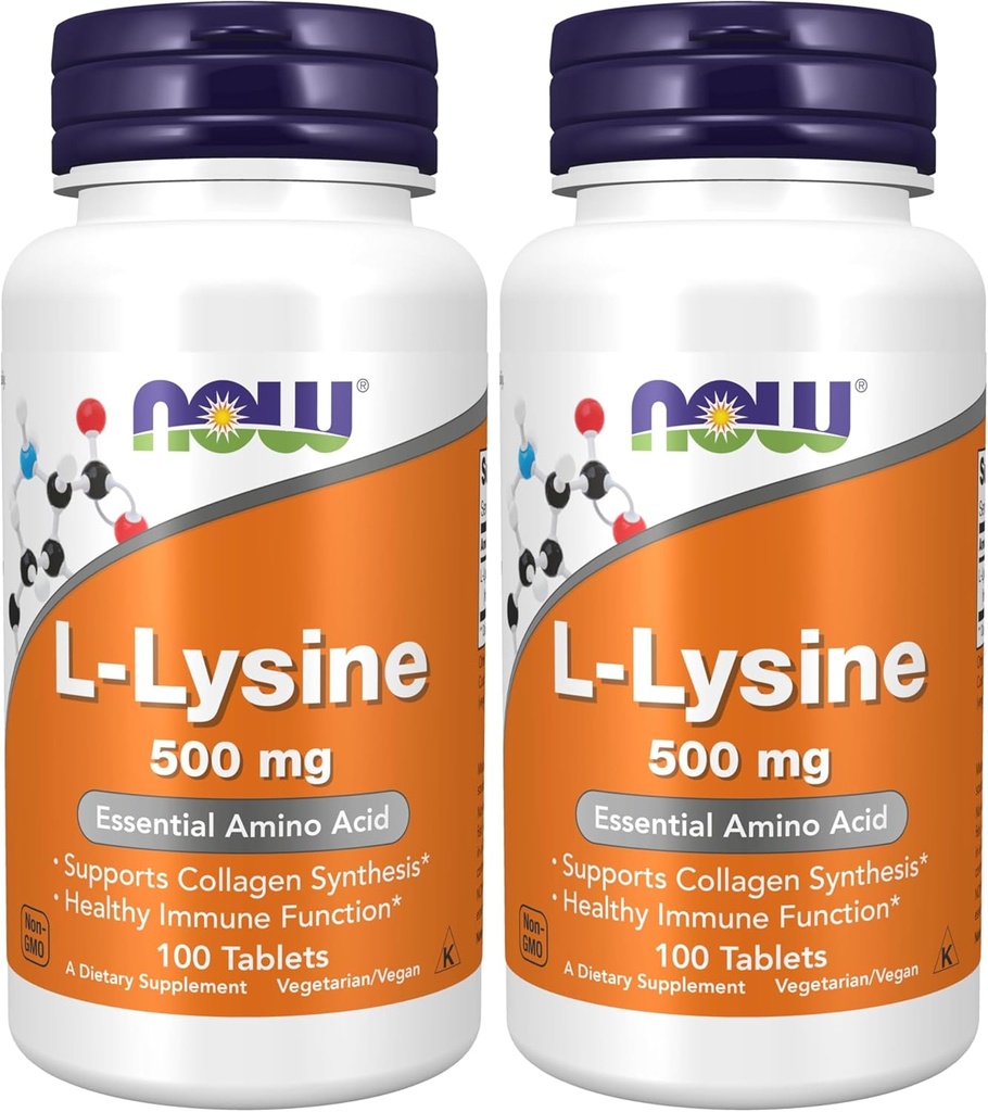 Suplemen SEKARANG, L- Lysine (L- Lysine Hydrochloride) 500 mg, Acid Amino, 100 Cacah (Paket 2)