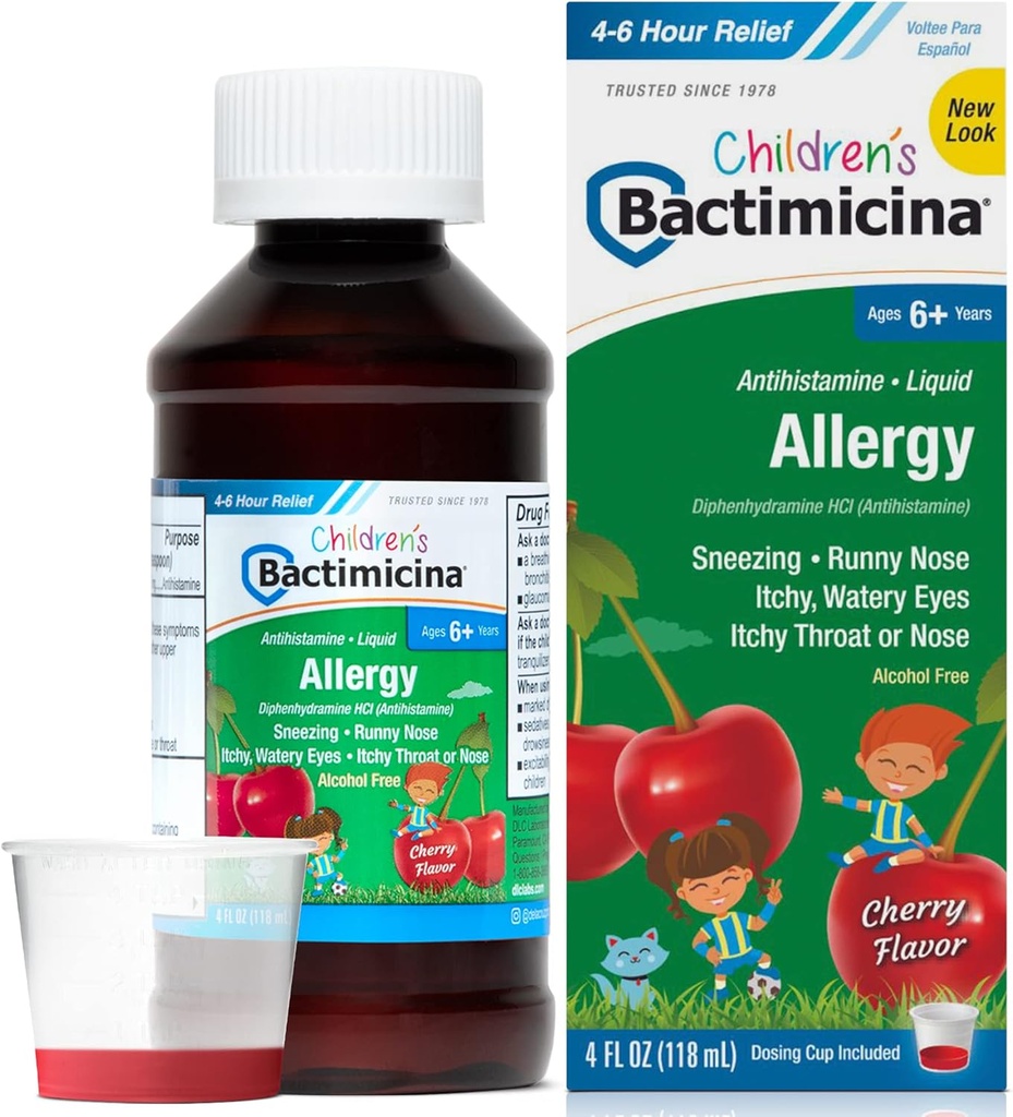 Bictimicina Cair Anak-Anak-Anak Obat - Ages 6 dan Lebih - Sweet Cherry Flavor - 4 Fl OZ