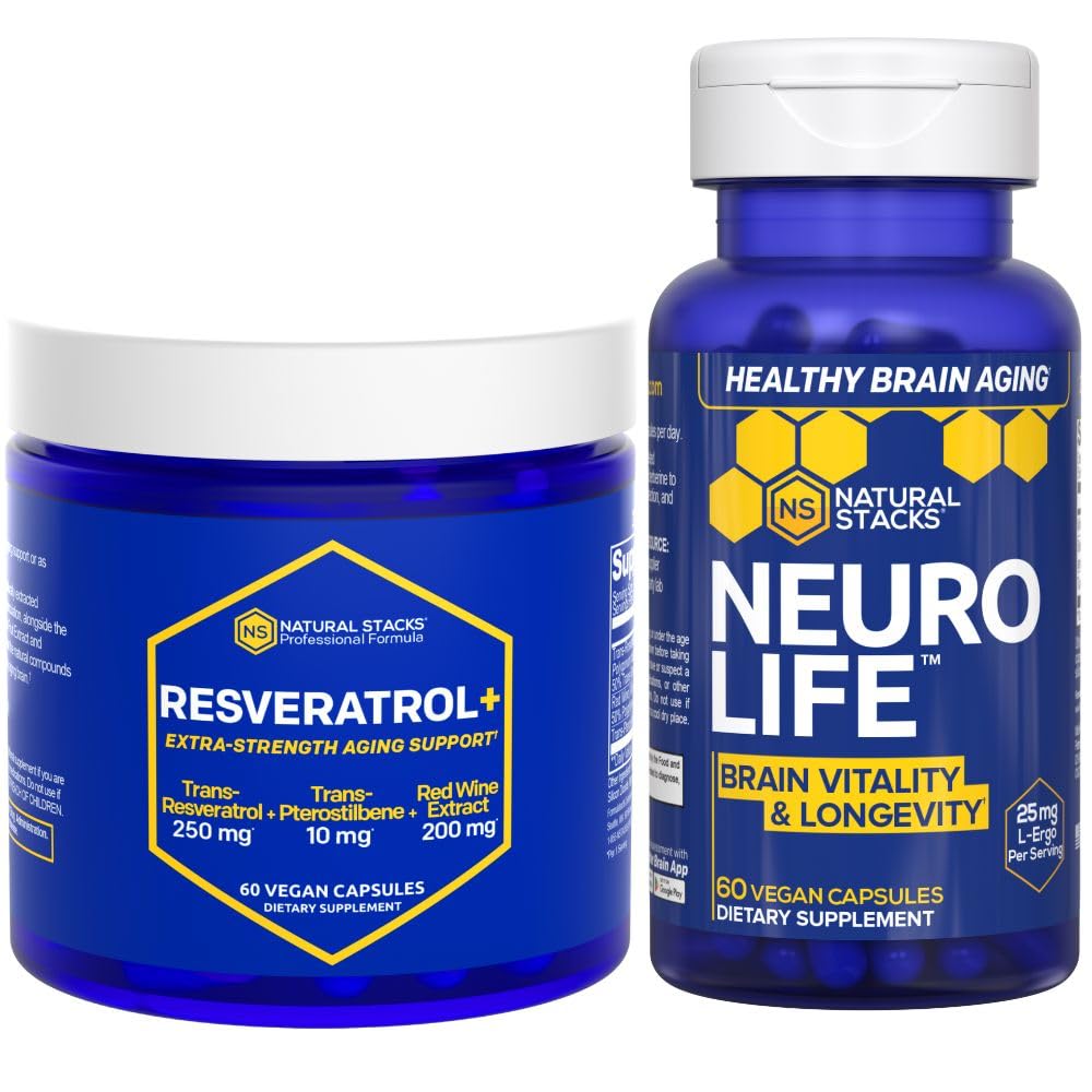 Stack NeuroLife & Resveratrol Bundle - Mendukung Umur-panjang & Penuaan Otak * - 120 Katup Total
