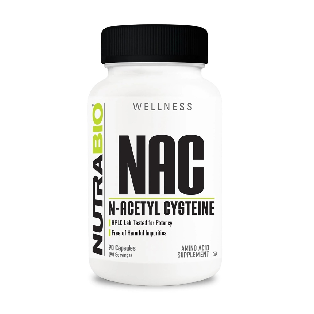 NutraBio N-Acetyl Cysteine Suplement (NAC) - 90 Kapsul, 600mg Masing-masing - Anti- Oxidant yang kuat - Dukungan Imunitas - Boost Glutathione