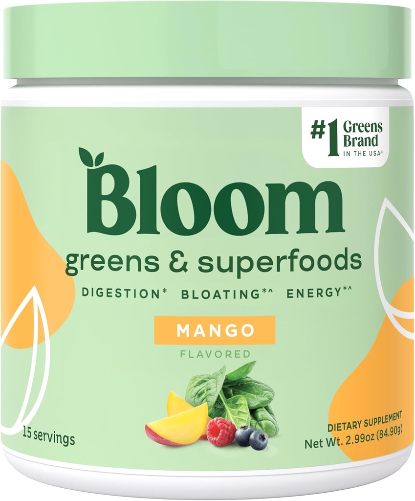 BeginNutrition Superfood Greader Powder, Digetical Enzymes w / Progories & Pregres, Gut Health, Bloating Relief for Women, Chlorella, 15 SVG (15 Servings (Pack of 1), Mango)