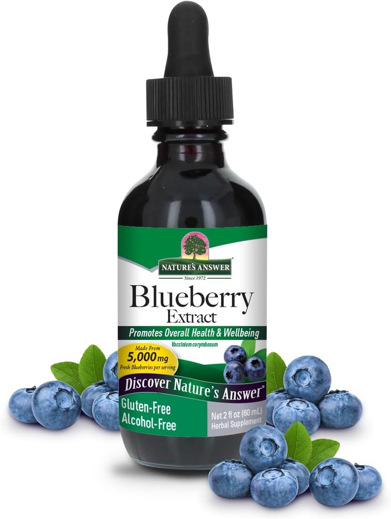 Nature Jawaban 's Alcohol- Free Blueberry Fruit 1000mg 2oz Ekstrak 124; Eye and Vision Dukungan 12.4; Tinggi di Antioksidants 124; Promes Sirkulasi Darah 124; Relieves Merah dan Itchy Eyes 124; Single Count