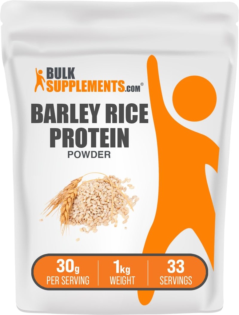 BulkSuplements.com Barley Rice Protein Powder - Vegan Protein Powder, Sports Nutrition - Unflaired & Dairy Free, 30g per Serving, 1kg (2.2 pon) (Pack of 1)