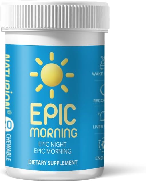 Epic Morning - Liver Detox & Repair Suplement with DHM, Milk Thistle, Vitamin C, B1, B2 & Peal - Pomegranate & Peach Flavor - 20 Cable Tablet untuk Dukungan Hati & Morning Recovery