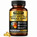 Katup Minyak Benih Hitam - Dengan Manuka Baru Madu Selandia, Dingin Menekan Turki Nigella Sativa Oil, 2% Thymoquinone, Imune & Digetical Dukungan, Dibuat di AS, 60 Count, 1010mg per melayani