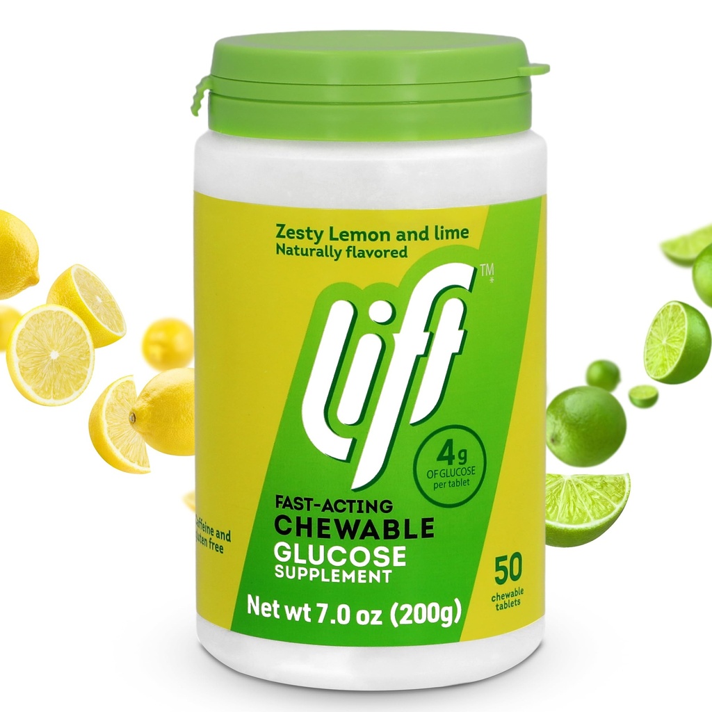 Angkat Glust 124; Fast- Akting Gerible Chewable Energy Tablet 124; Lemon & Lime 14; 50 ct Jar (Paket 1)
