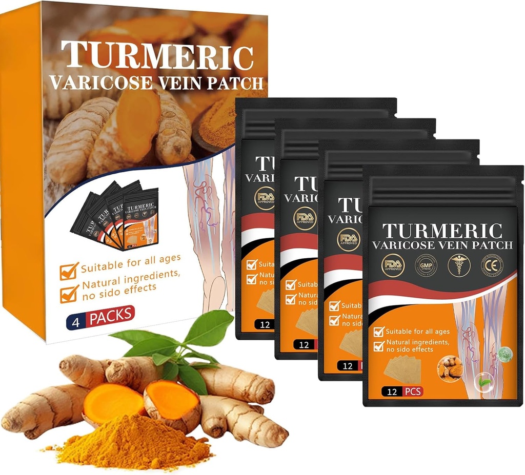 1 Kotak Furzero Turmeric Varicose Vein Patch - 2024 New Turmeric Vein Patches, Tentu relieves varicose Veins in Legs and Spiders