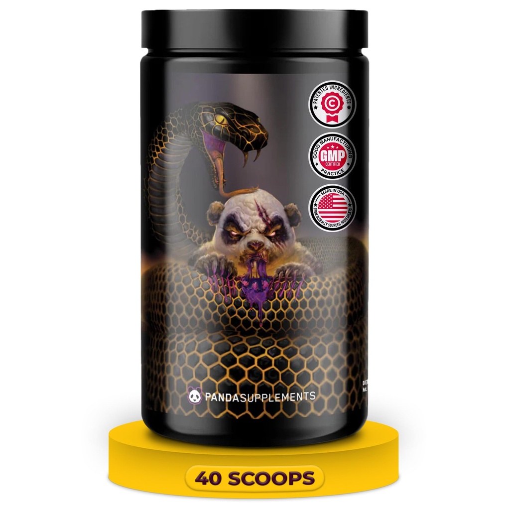 Undergound Bio Labs: Panda Supps Pandamic, Extreme Pre Workout for Maximum Performance, Pompa, dan Fokus (40 Scoops) (Grape Bubblegum)
