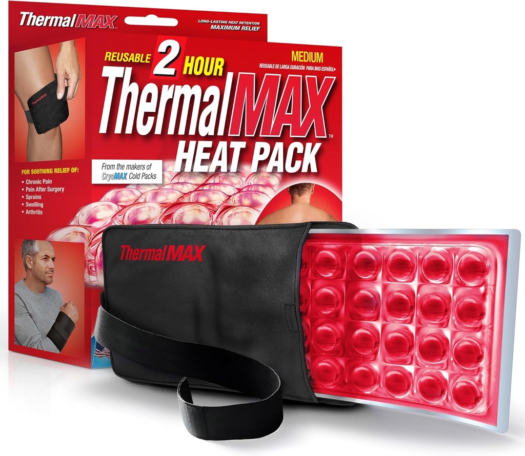 ThermalMax Reconable Heat Pack - Long- Lasting, Up to 2 Hours of Therapeutic Heating Heat Relief Wrap with Adjustable Straps, Best For Pain Relief, Muscle Comfort, Knee, Back, Hip Surgery