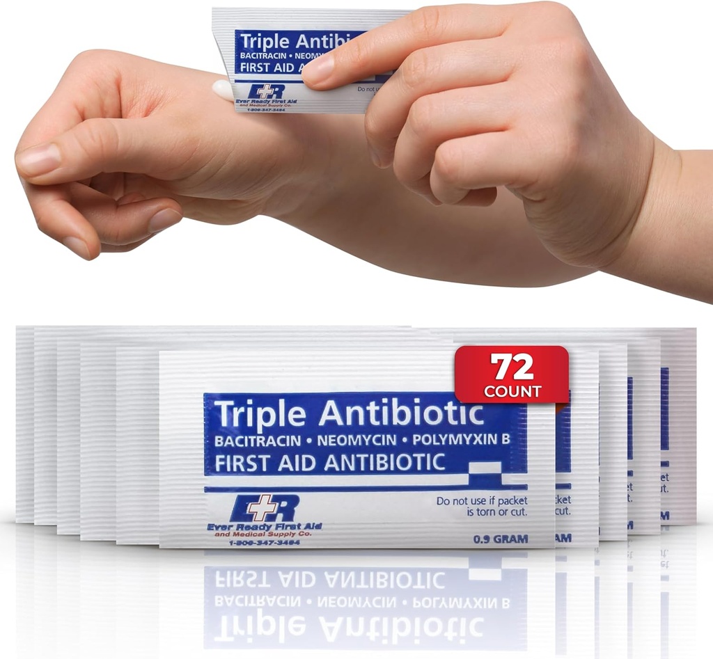 Triple Antibiotic Ostel.9gr Paket - Pertama Aid Cream for Cuts, Scrapes, Burns - Neomycin, Bacitracin, Polymyxin B - 72 Count
