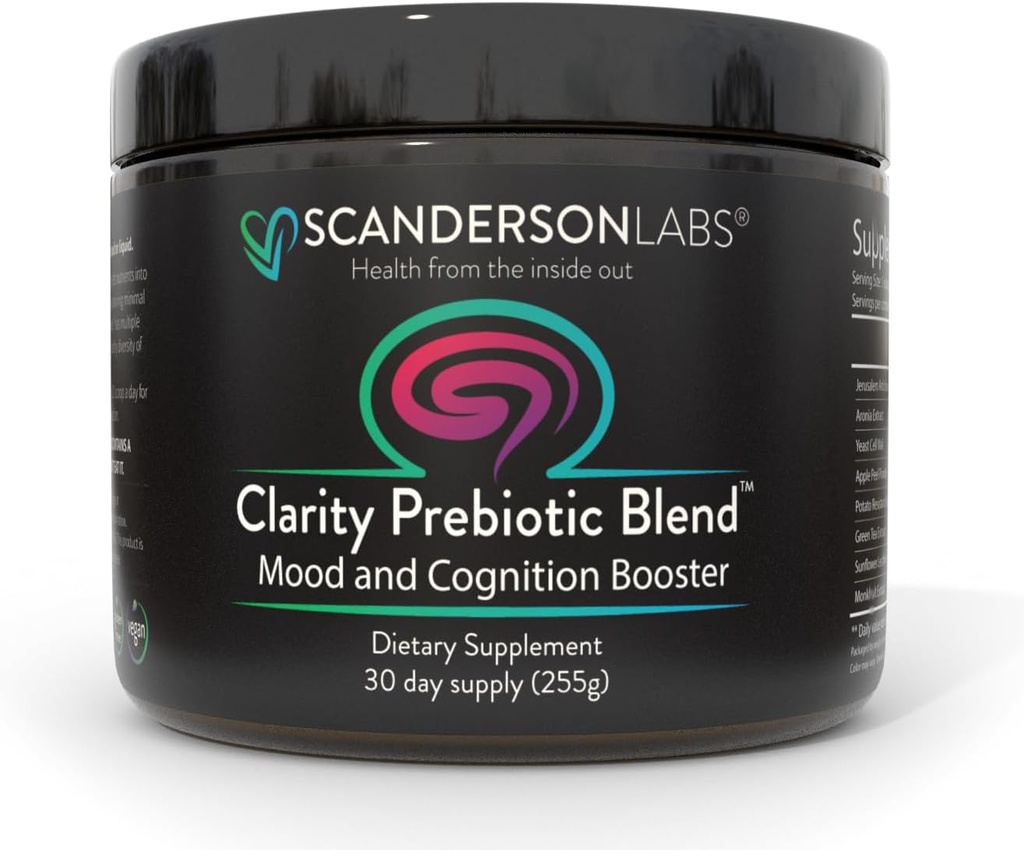 Clarity Prebiotic Blend - Optimasi Gut dan Mood melalui sumbu Gut-Brain - satu Bulan Suply - mudah digunakan, satu Scoop mixes dengan Liquid atau Food - Vegan, Soy- Free, Gluten- Free, Non-GMO