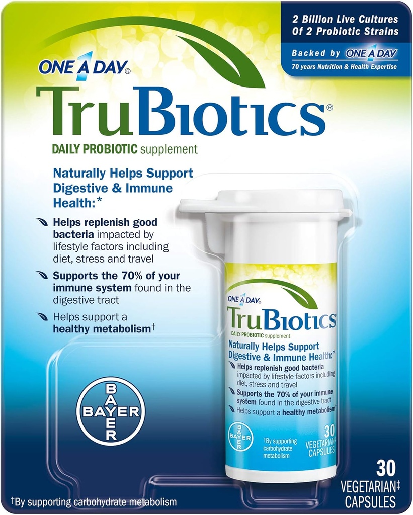 Trubiotics Daily Probiotic 30 Kapsul - Gluten Free, Soy Free Digetical + Ammune Health Suppport for Men and Women (Pack of 3)