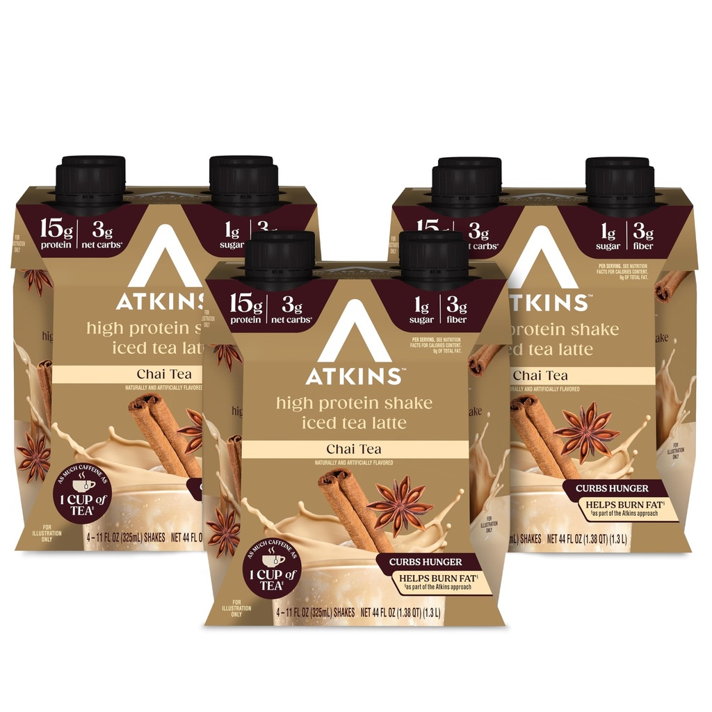Chai Tea Latte Flavored Protein Shake, High Protein Shake, Low Glycemic, Low Carb, Low Sugar, Keto Friendly, Gluten Free, 12 set 4)