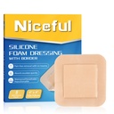 Silicone Foam Dressing 4 "x4", Perban Silicone tahan air dengan Perbaikan Perbatasan, Tinggi Absorbency Banding Wound (2,5 "X2,5" Pad), 5 Packs, FSA HSA Eligly