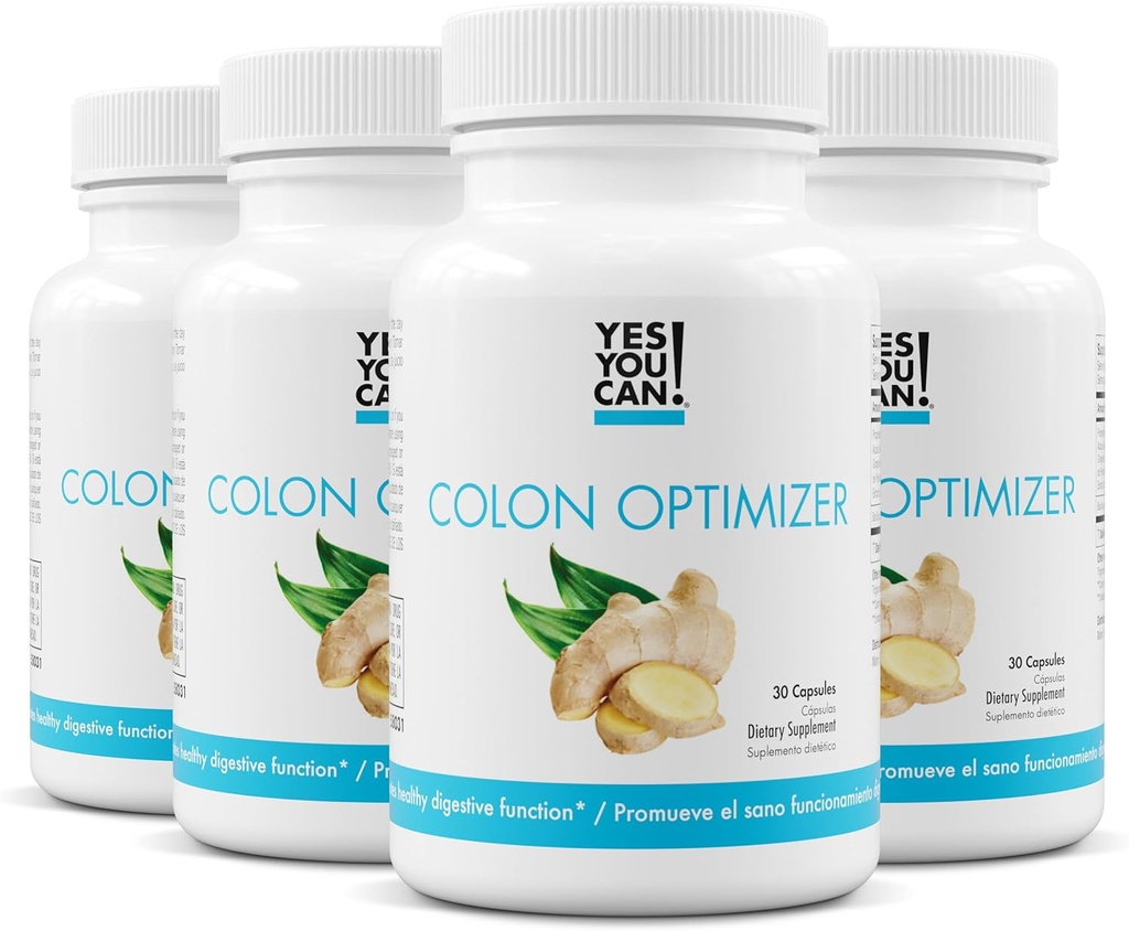 Ya Anda bisa! Proyeksi Colon Optimizer Suplemen - Gut Health and Stomach Suplement for Men and Women, Organic Progories with Ginger and Peppermint for Digetical Health, 30 Kapsul - 4 Pack