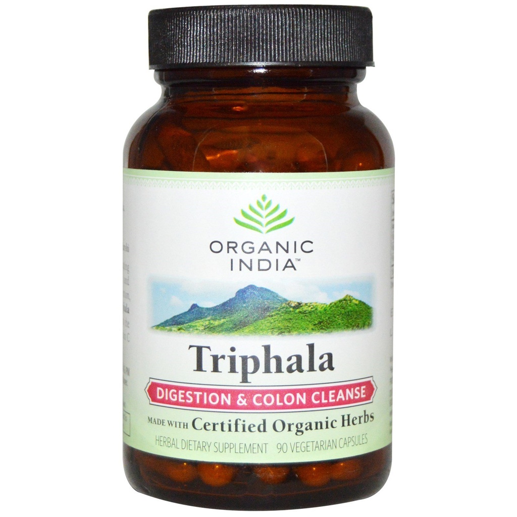 ORGANIC INDIA Triphala Kapsules Organik - Herbal Suplemen dengan Amla, Bibhitaki, Haritaki, Ditraffic & Colon Dukungan, Imune System Dukungan, Adaptogen, Vegan, USDA Certifikasi Organik - 90 Capsules