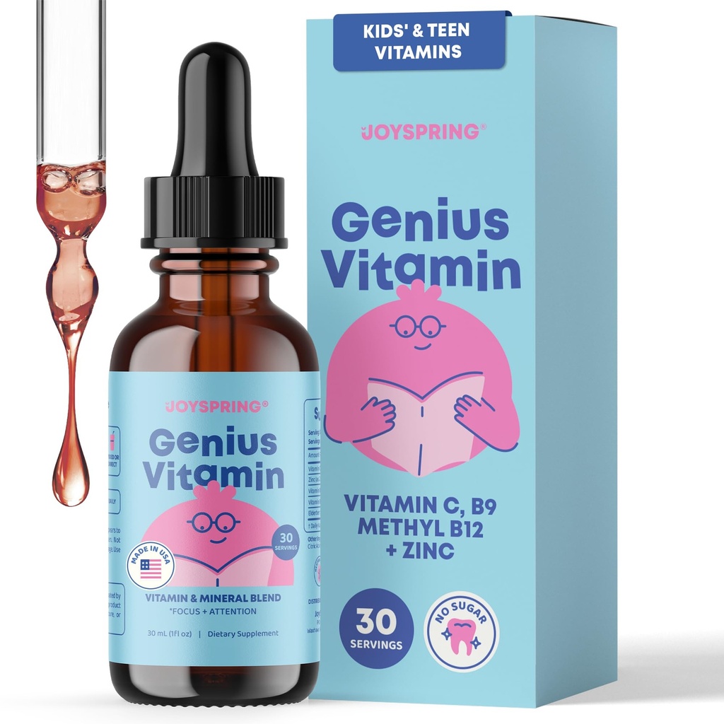 JoySpring Kids B Complex 124; Vitamin B Liquid Drops with Elderberry, Zinc & Vitamin C 124; Dukung untuk Overall Wellness (1 flyoz) 30 Servings