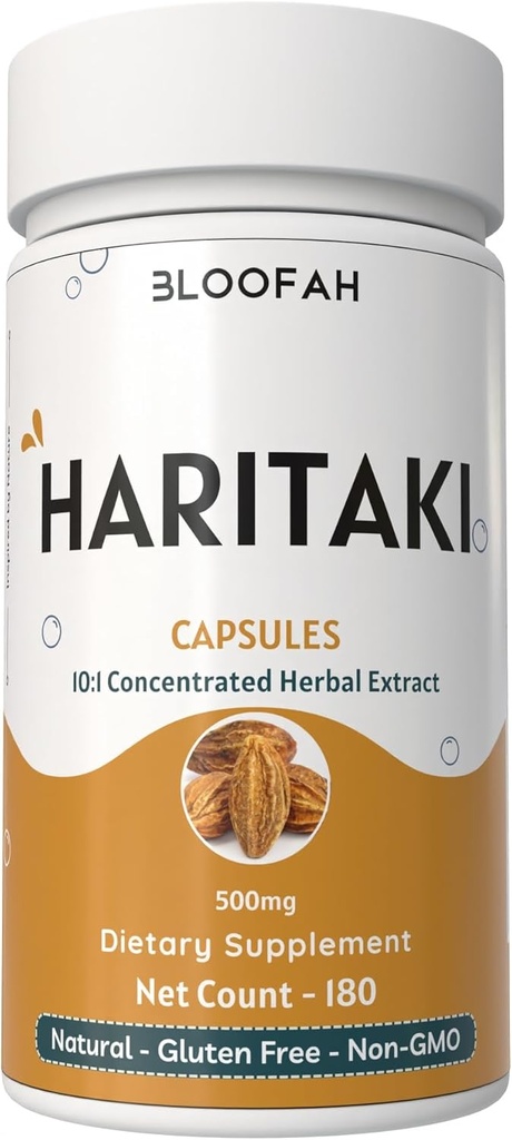 Haritaki Fruit Capsules 500mg 124; 10: 1 Extract Natural Haritaki powder (Terminalia chebula)