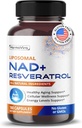 Lipomal NAD + 600mg dengan Resveratrol 200mg untuk Energi Sel dan Penuaan Sehat - 180 Capsules - Vegan, Non- GMO, USA Made