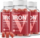 Suplemen Gummies Besi untuk Perempuan & Anak - Multivitamin dengan Besi untuk Oksigen Darah, Great Tasting Gummy Vitamin C dengan Max Absorpsi - Vegan Cheable, Peach Flavor (3 Paket Peach)