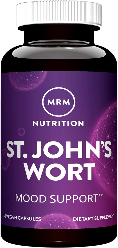 Nutres MRM St. John 's Welt 124; 0.3% Hypericin 450mg 14; Mood + Well- Mendukung Atf 124; Gluten- Free + Vegan 124; 60 Capsules