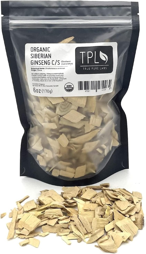 TPL Organik Siberian Ginseng Eleuthero Root Kering C / S 6Oz Premium Quality. Bebas Gluten, Non GMO dan Vegan.