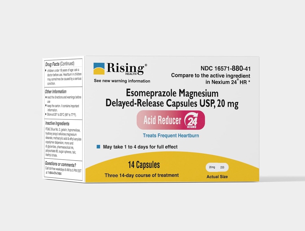Rising Health - Esomeprazole Magnesium Delayed- Rilis Capsules, USP - Treats Freedent Heartburn - 20 mg - 42 Count