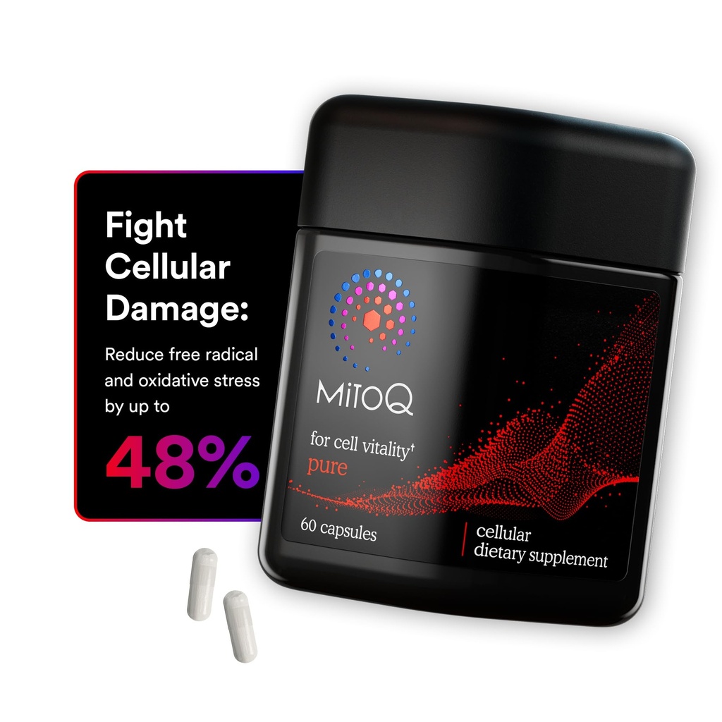 MitoQ Pure Advanced Mitokondria Suplement Superior Bioavability ke CoQ10 124; Mengembalikan Kerusakan Radikal Bebas untuk Penuaan Kesehatan, Metabolisme, Kesehatan Hati, Energi, Kekuatan & Gerakan