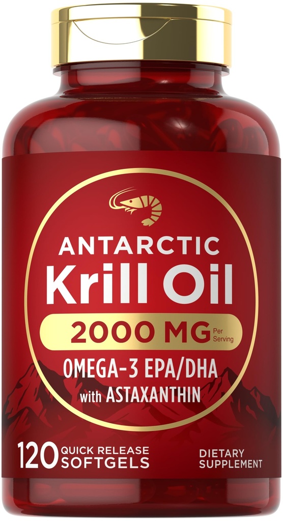 Carlyle Antartika Krill Oil 2000mg 124; 120 Softgeels 12.4; Omega-3 EPA, DHA, dengan Suplemen Attaxanthin Diarahkan dari Red Krill 124; Maksimum Kekuatan 124; Laboratorium Test