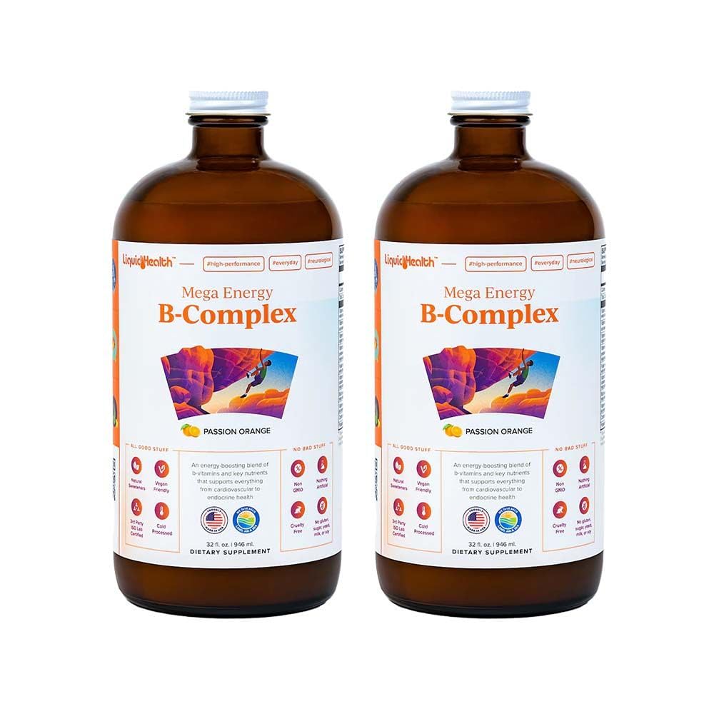Metode Energi LIQUIDHEALTH Mega Complex, Penyedia Vitamin Pertumbuhan Dewasa - Incred Energy, Relieve Stress & Fatigue, Imune Dukungan, Heart & Gut Health - Dibuat di USA, Vegan, Sugar- Free (2 Pack)