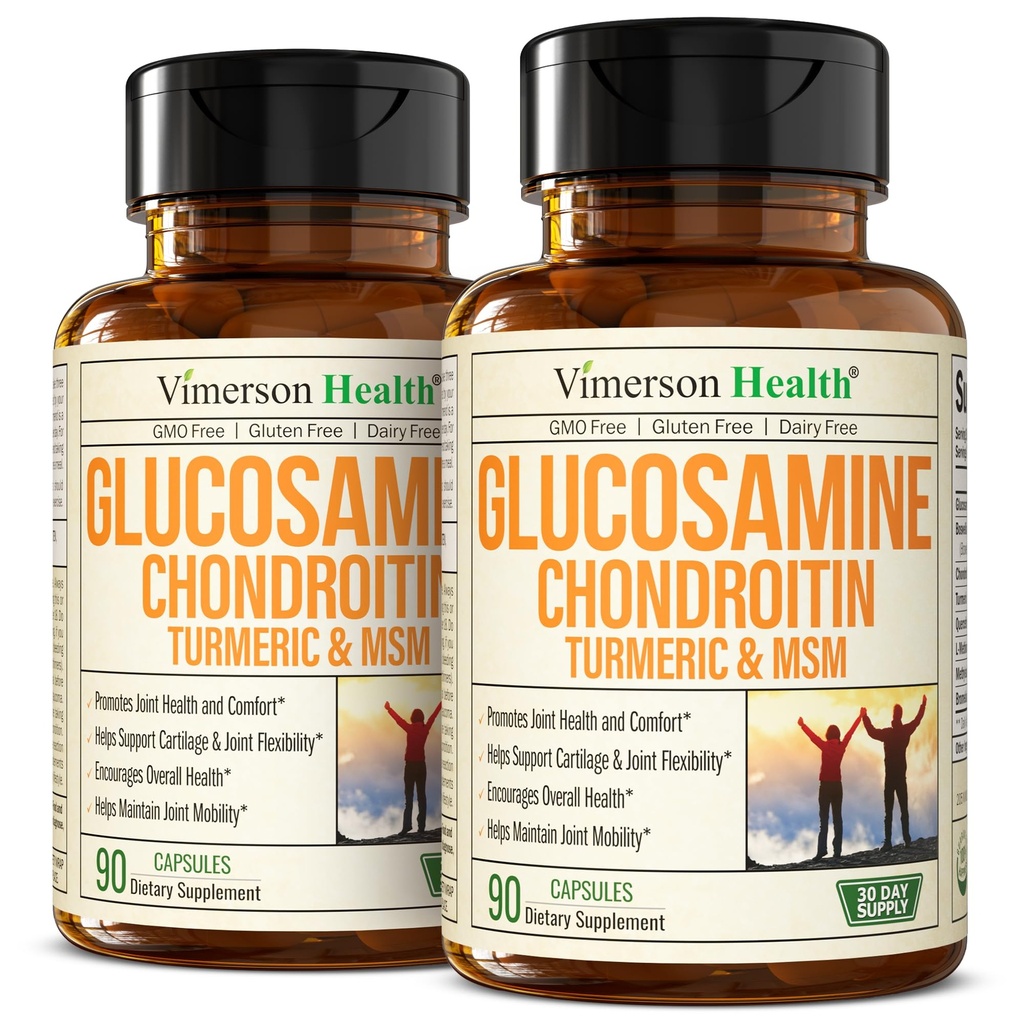 Glucosamin Chondroitin MSM - Bersama Suplemen Dukungan untuk Perempuan dan Pria dengan Glucosamin Sulfate 1500 mg, Chondroitin dan MSM - untuk Kartilage, Kesehatan Gabungan dan Fleksibilitas - 2 Pack