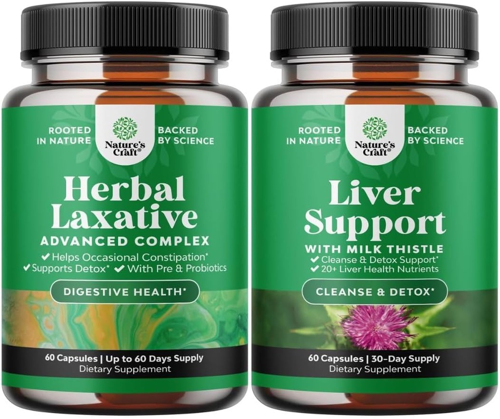 Bundle of Herbal Laxative Kapsules with Propoles and Milk Thistle Liver Supplement