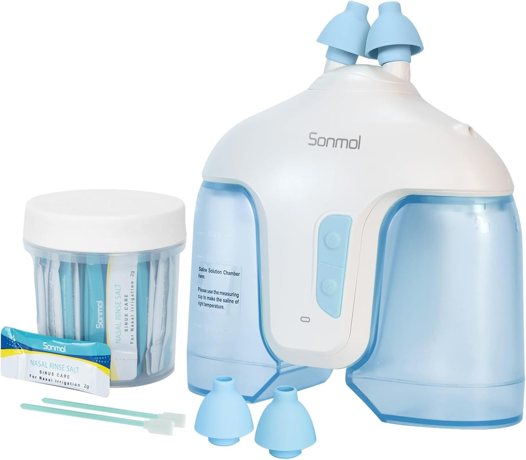 Sistem Pengawasan Nasal dengan 50 Paket Garam (Biru), Sinus Rinse Machine, Nose Cleaner untuk Sinus Dewata, Nose Washer Nasal Rinsing Sinus Relief Machine