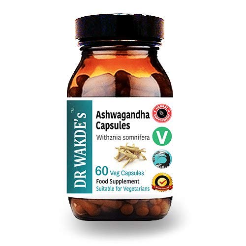 DR WAKDE 'S Ashwagandha Capsules (India Ginseng, Withania somnifera, 60 Veg Caps, Pembangkit, Herb Ayurvedic, All Natural, Vegan)