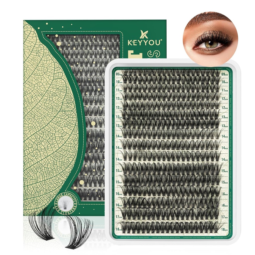 Lash Clusters 280Pcs Eyelash Clulash KEYYOU 60D D Curl 9- 18MIX Clusters Lashes Thick Super Soft Wimpy DIY Extension in Home (60D-D, 9- 18MIX)