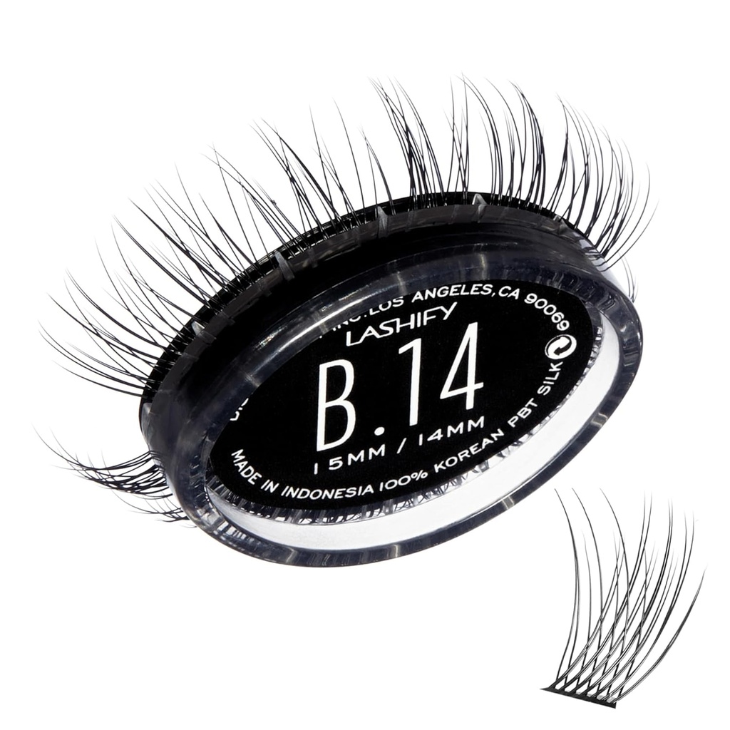 Lashify Bold 14mm Gossamer DIY Eyelash Extensions Refill, Black, Easy False Eyelares for a Natural Look
