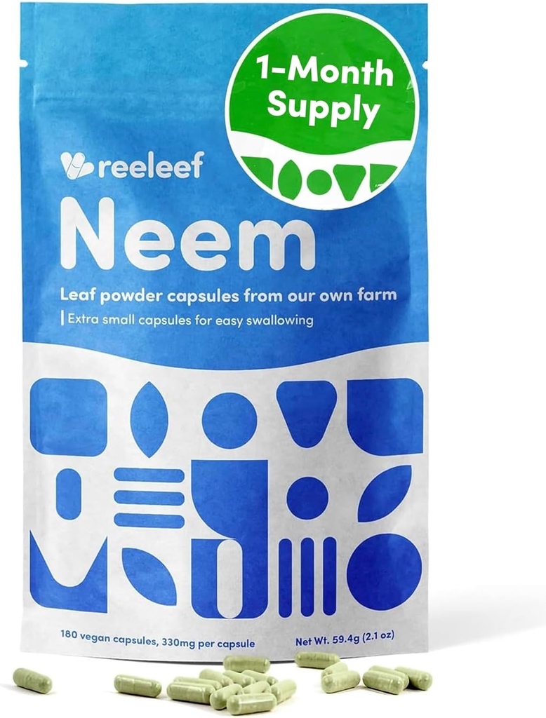 Murni Herbal Neem Leaf Capsules - 180 Count 330 mg - No Addonist - Vegan
