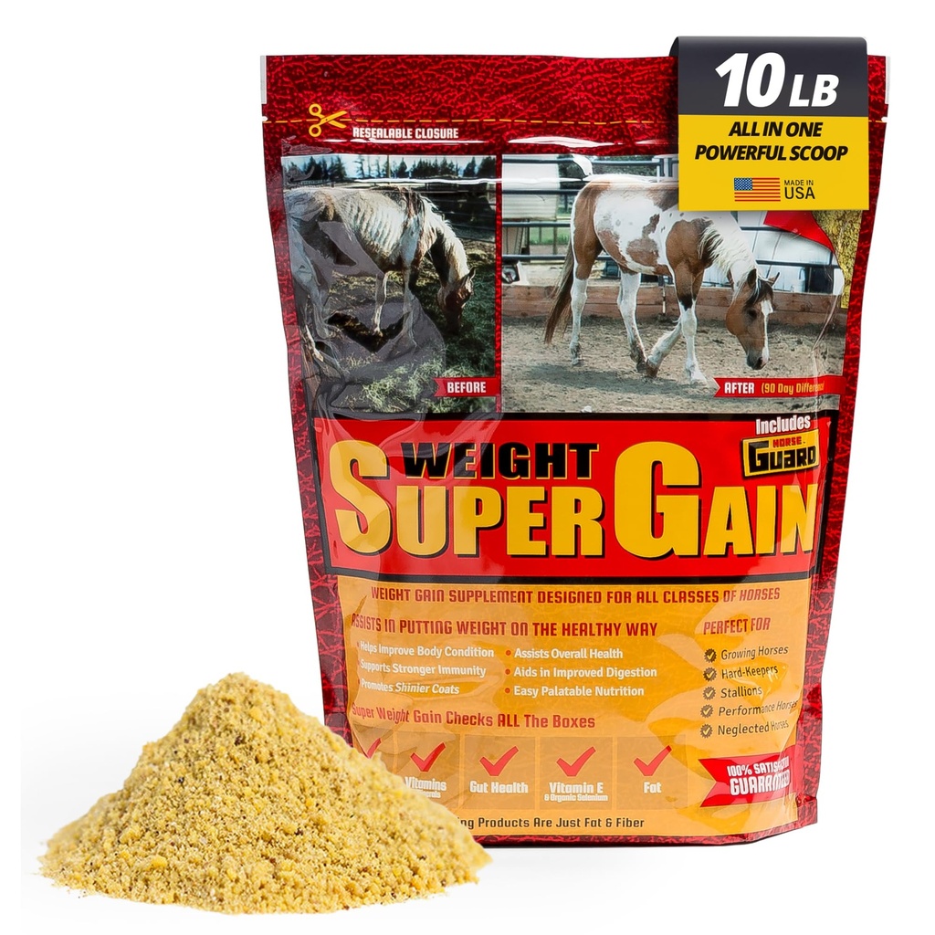 Super Weight Gain 10 lb, Equine Vitamin Mineral, Probiotic & Weight Gain Suplemen